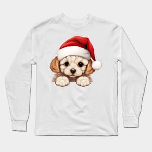 Christmas Peeking Bichon Frise Dog Long Sleeve T-Shirt